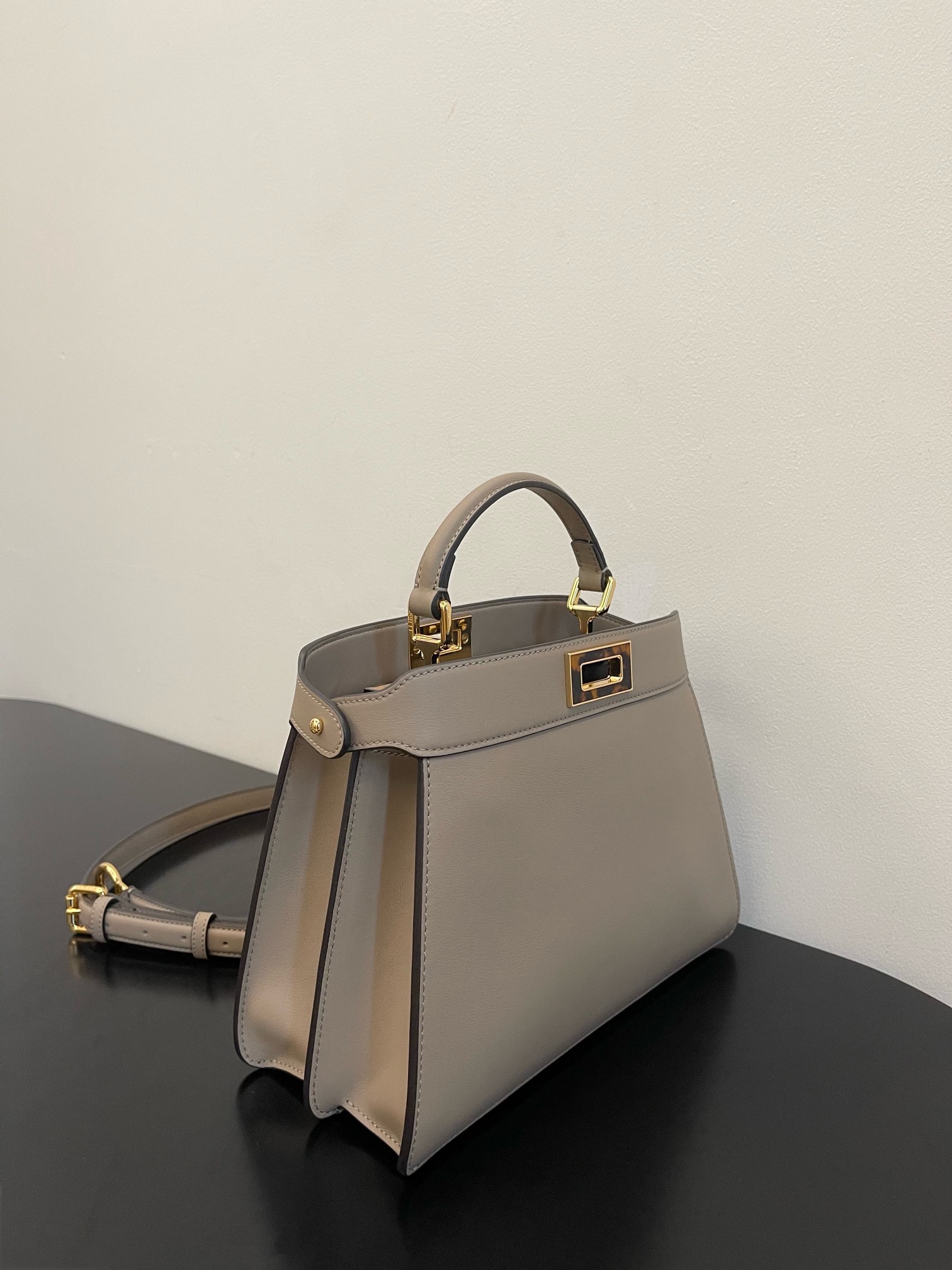 Fendi Peekaboo ISeeU Small Grey Calf Leather Bag